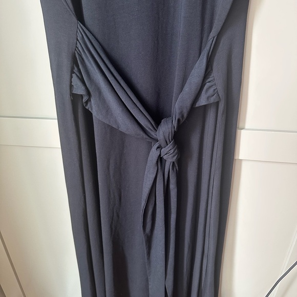 NWT Lands' End Black Wrap Tie Front Maxi Dress, SZ L - Picture 2 of 10